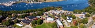 aerial image of u n e's biddeford campus